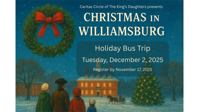 Caritas Bus Trip Williamsburg Website Graphic