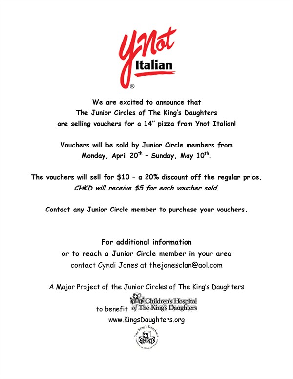 2015 YNOT pizza vouchers Flyer