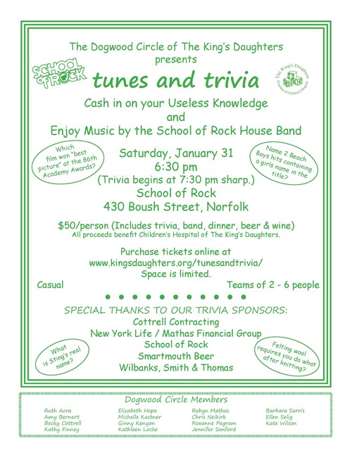 2015 Tunes and Trivia flyer