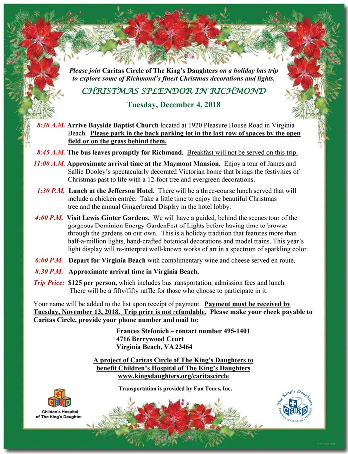 Happy wheels Caritas Circle Holiday Bus Tour 2018 | Christmas Splendor in Richmond, VA | The King's Daughters