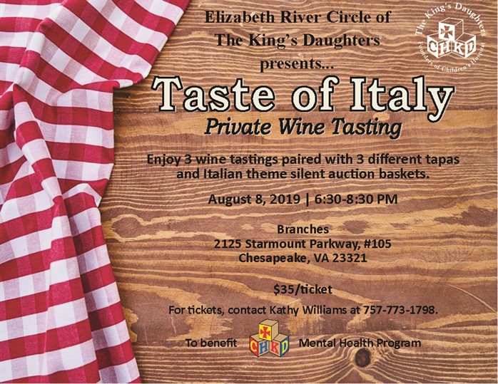 Elizabeth River Circle's Taste of Italy Private Wine Tasting The