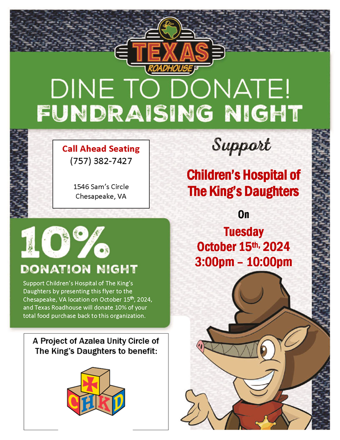 Dine To Donate - CHKD Flyer